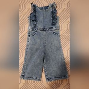 Janie and Jack denim jumper with frill detail. Size 2T